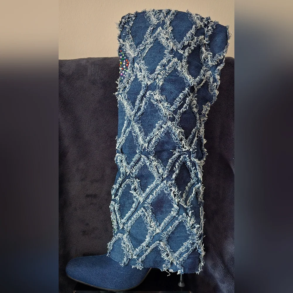 Cape Robbin Blue Denim Over-the-Knee Boots